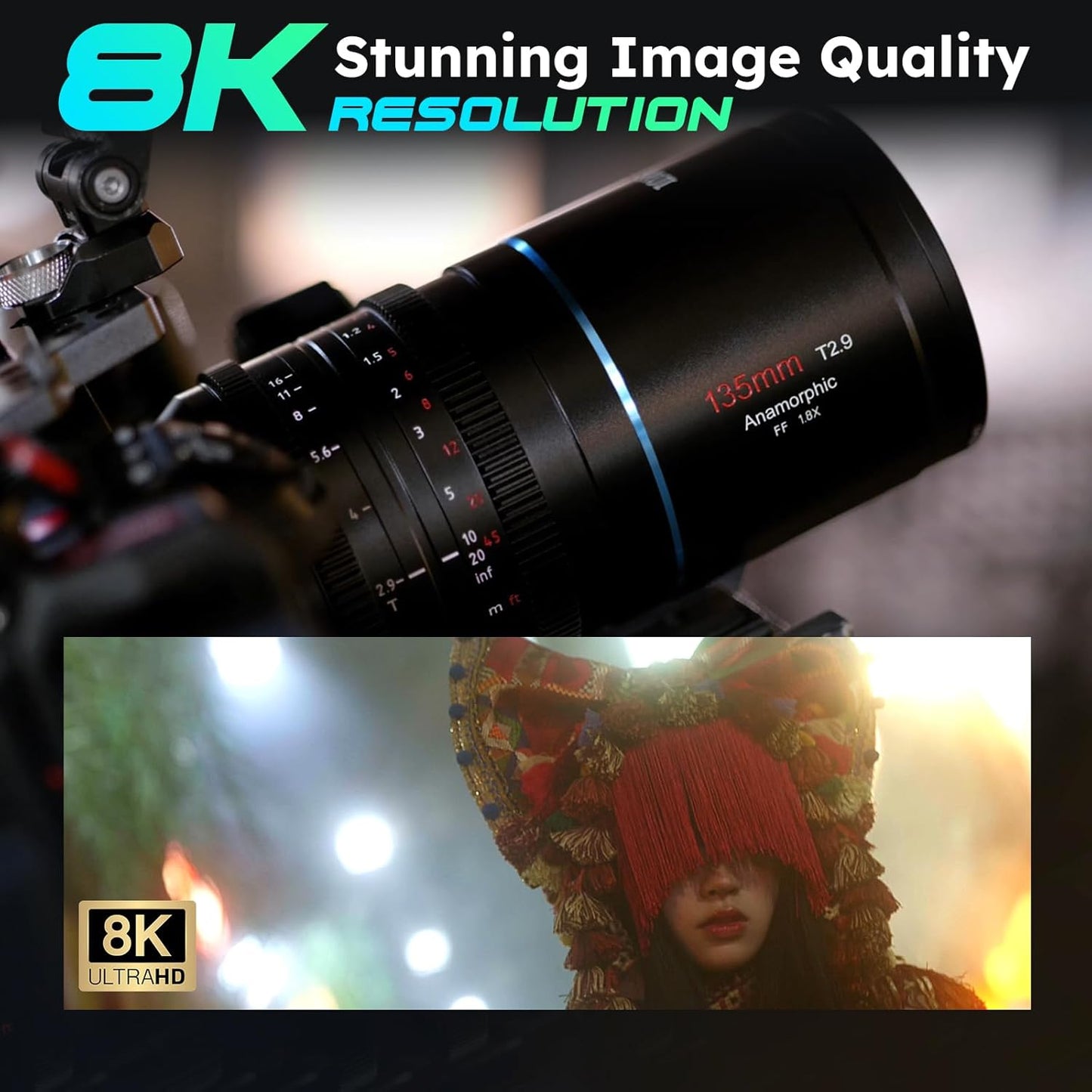 SIRUI 135mm T2.9 1.8X Full-Frame Anamorphic Lens, Telephoto Anamorphic Lens