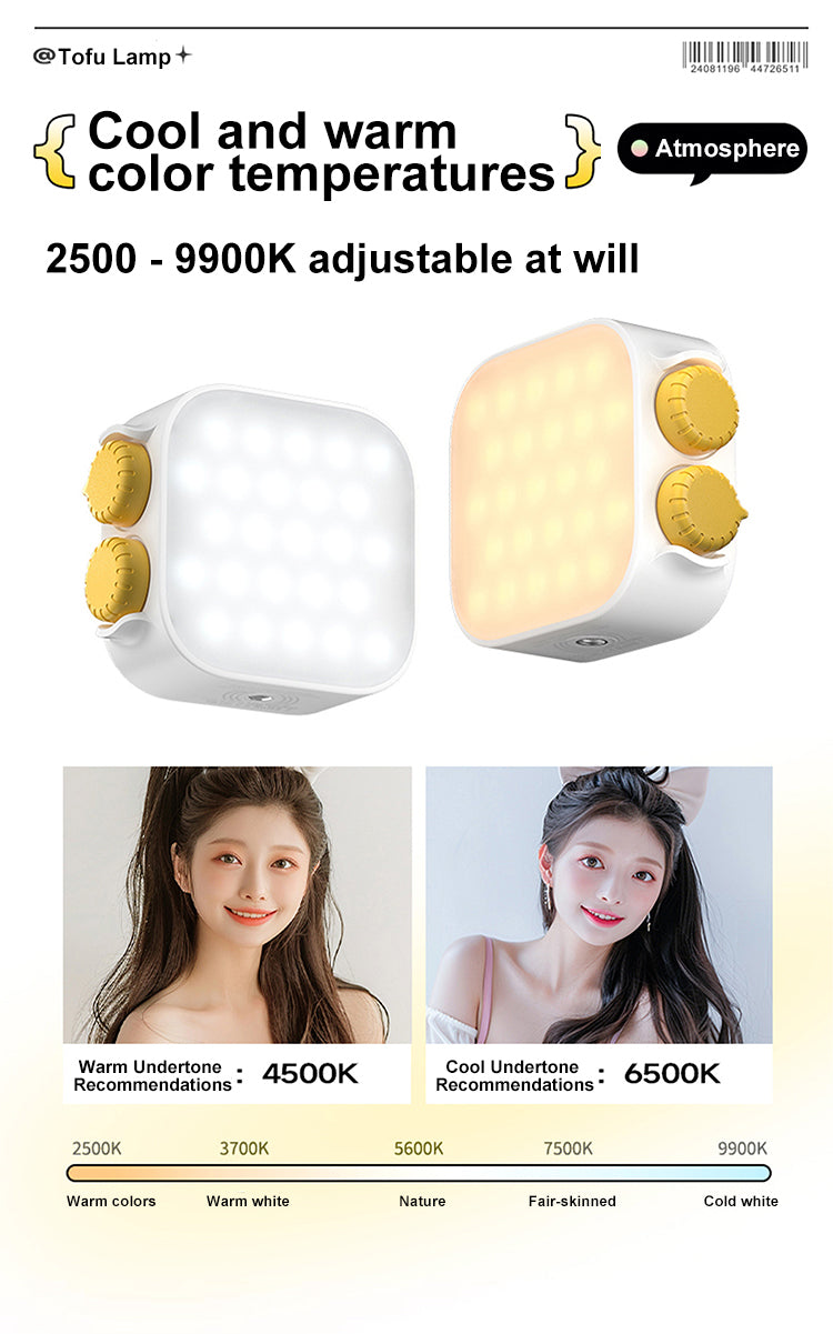 SIDANDE TOFU RGB LED Fill Light,Built-in 60pcs LED Beads Support 21 kinds Modes