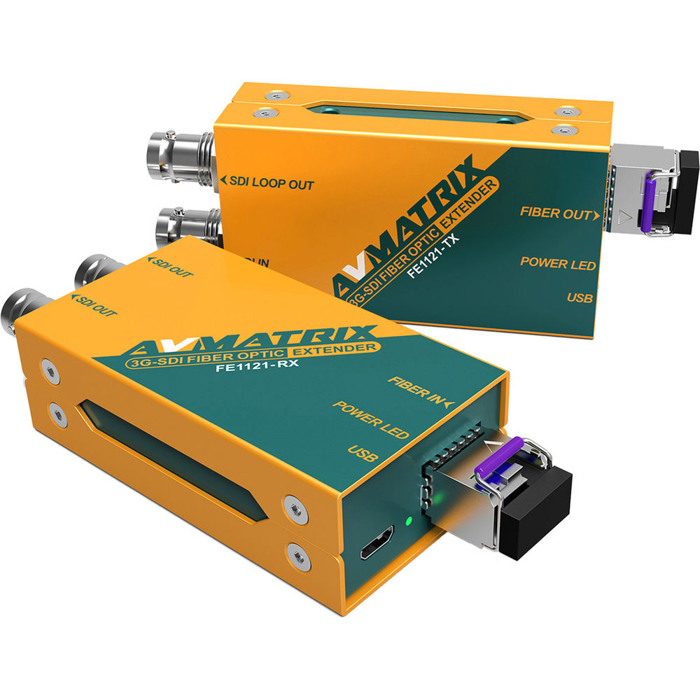 Conjunto Transmissor e Receptor Extensor de Fibra Óptica AVMATRIX 3G-SDI FE1121
