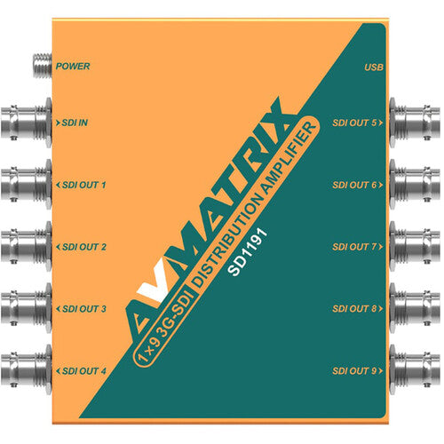 Amplificador de Distribuição de Reclocking AVMATRIX 1x9 3G-SDI SD1191