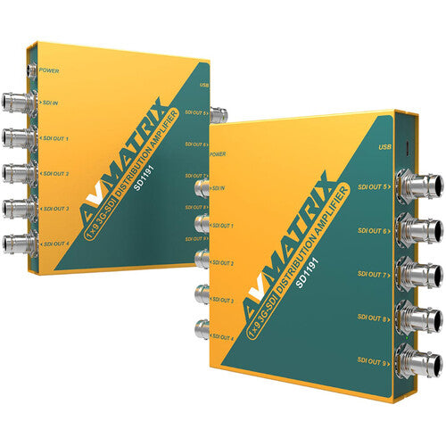 Amplificador de Distribuição de Reclocking AVMATRIX 1x9 3G-SDI SD1191