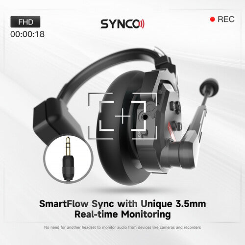 Fone de ouvido sem fio Synco X-Talk X1 para intercomunicação de ouvido único (2,4 GHz)