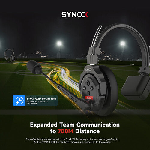 Fone de ouvido sem fio Synco X-Talk X1 para intercomunicação de ouvido único (2,4 GHz)