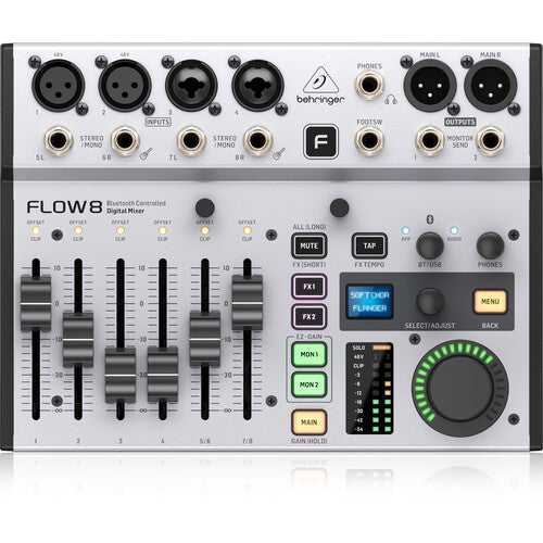 Mesa de som digital Behringer FLOW 8 com áudio e controle Bluetooth