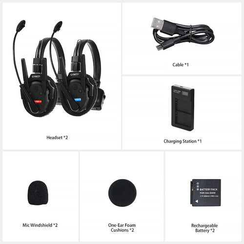 Sistema de intercomunicação sem fio Synco Xtalk XPro2 com 2 fones de ouvido de ouvido único (2,4 GHz)