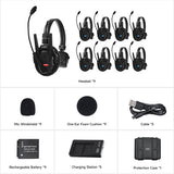 Sistema de intercomunicação sem fio Synco Xtalk XPro9 com 9 fones de ouvido de ouvido único (2,4 GHz)
