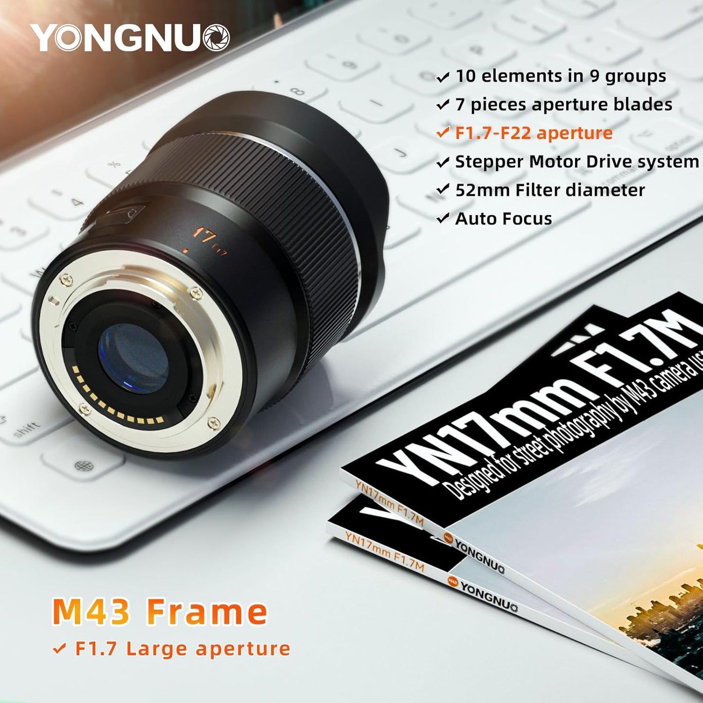 Lente YONGNUO YN17MM F1.7M para montagem M43