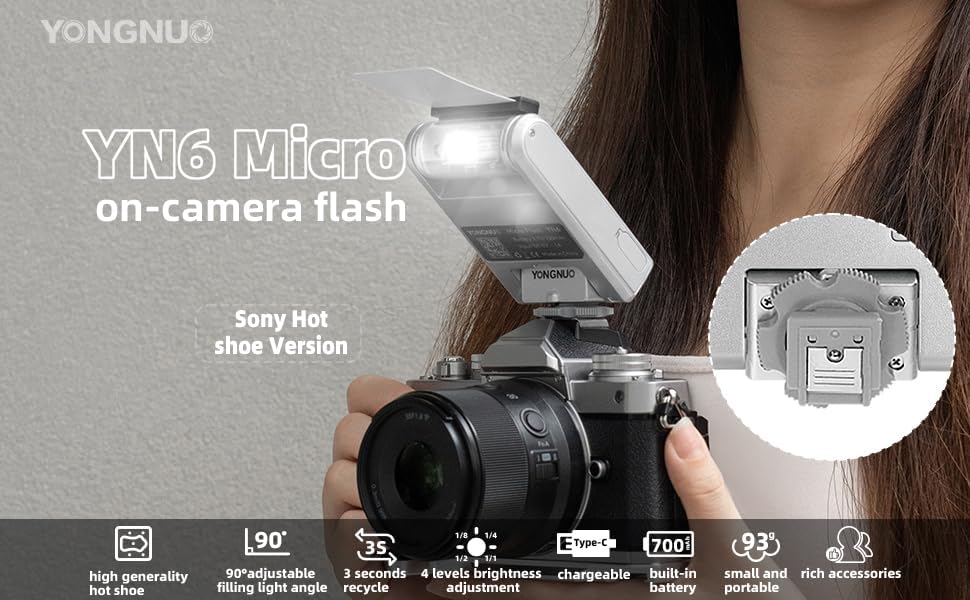 Yongnuo YN6 Mini Flash de sapata padrão manual para Sony