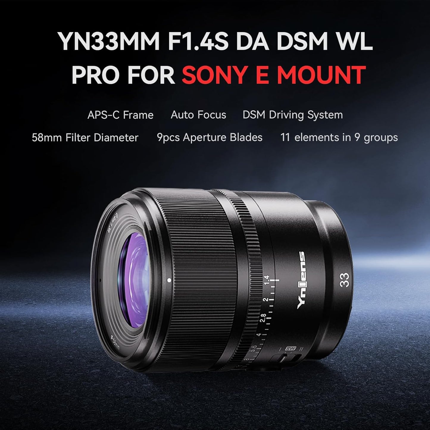 Lente YONGNUO YN33mm F1.4 com controle remoto