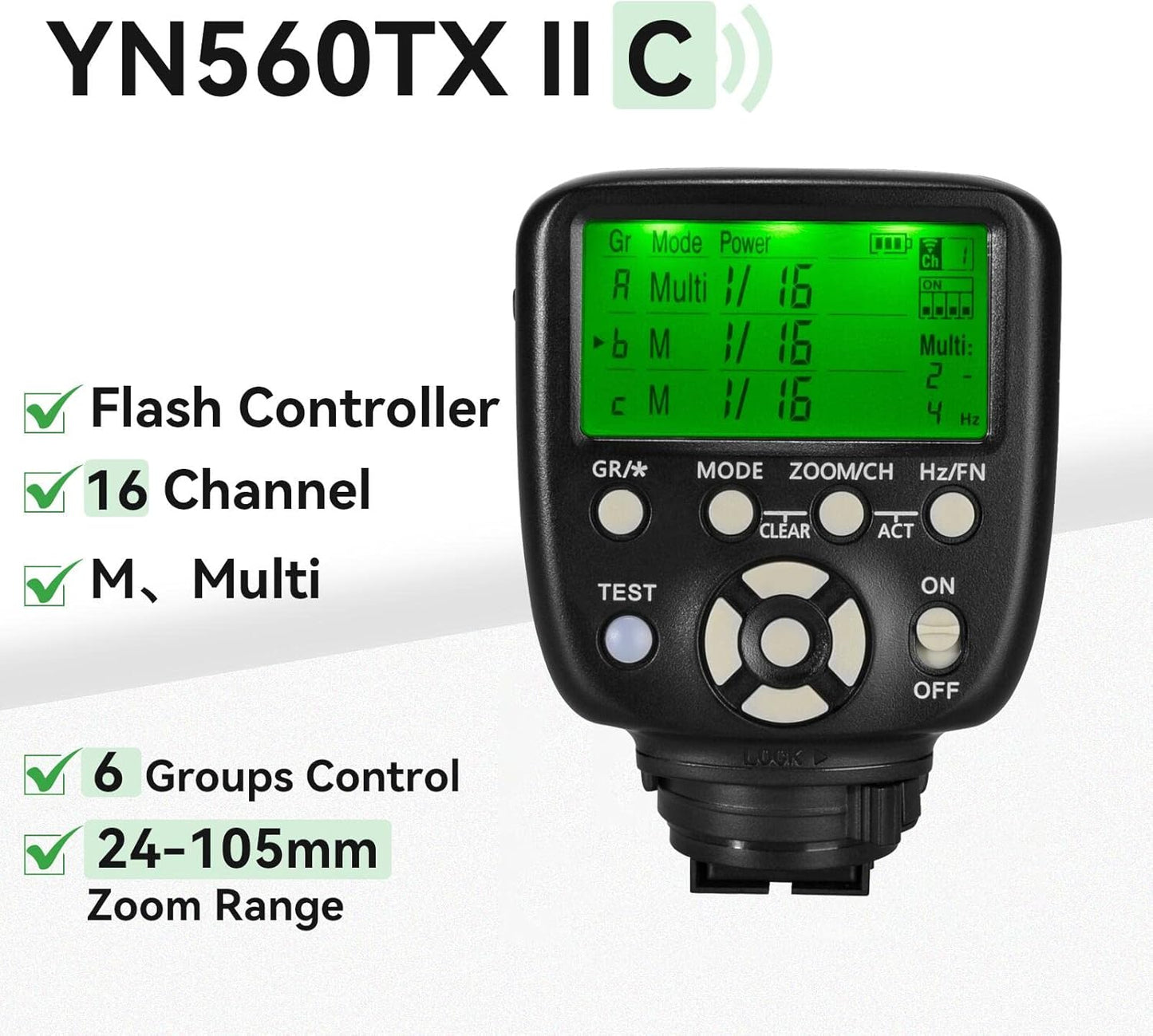 Transmissor de Disparo de Flash Sem Fio YN560-TX II - Controlador Manual para Configuração Multi-Strobe