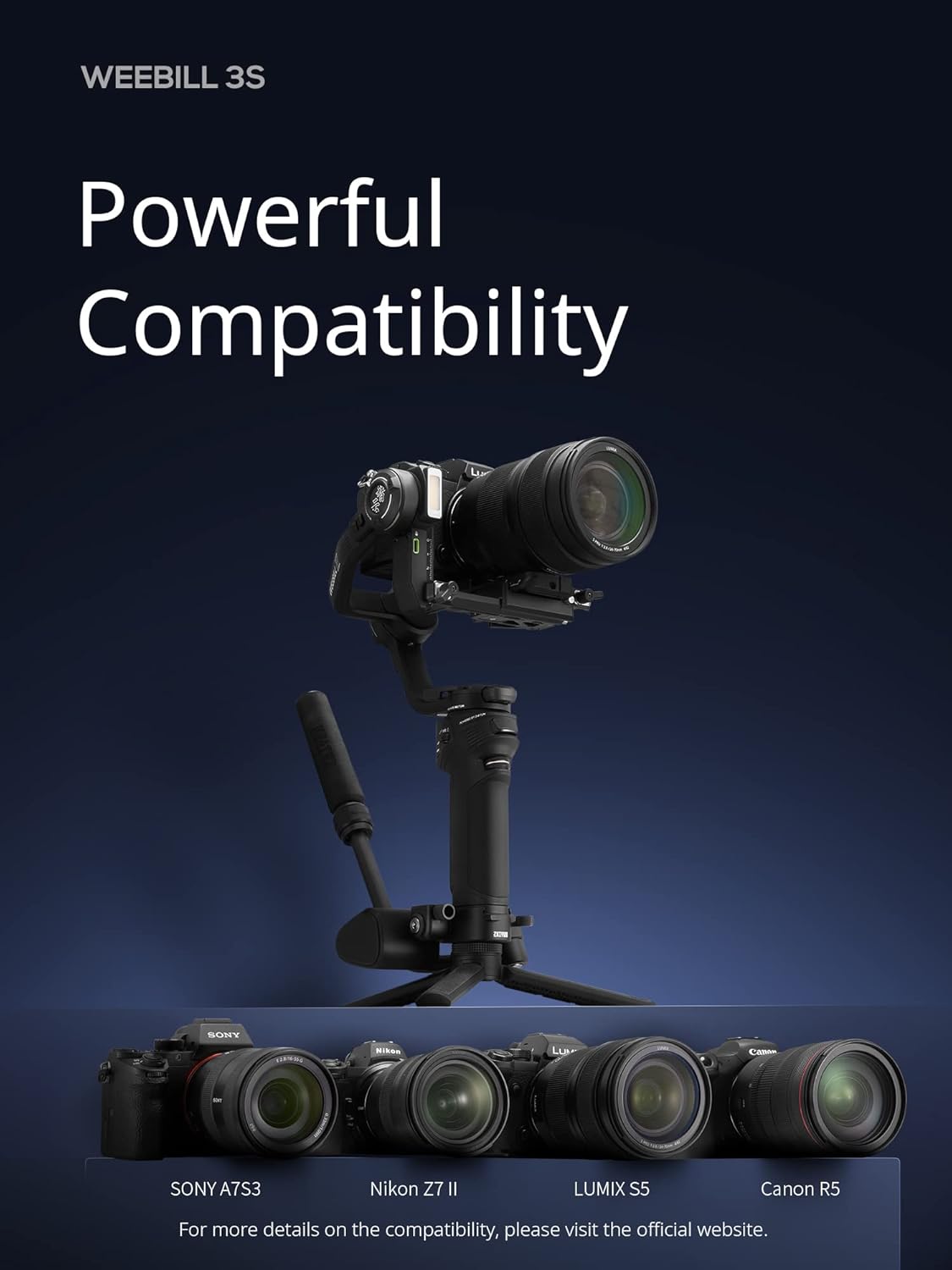 Estabilizador de Gimbal ZHIYUN Weebill 3S para Câmera DSLR e Mirrorless