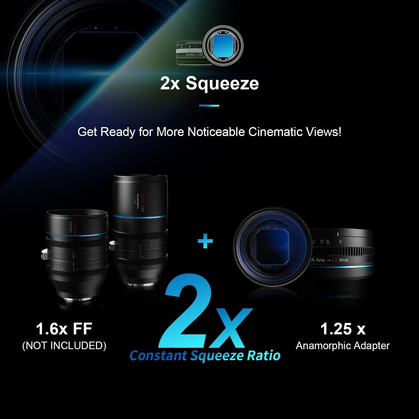 SIRUI 1.25x T2.9 Anamorphic Adapter for Venus Series Lenses with Front Single Focus