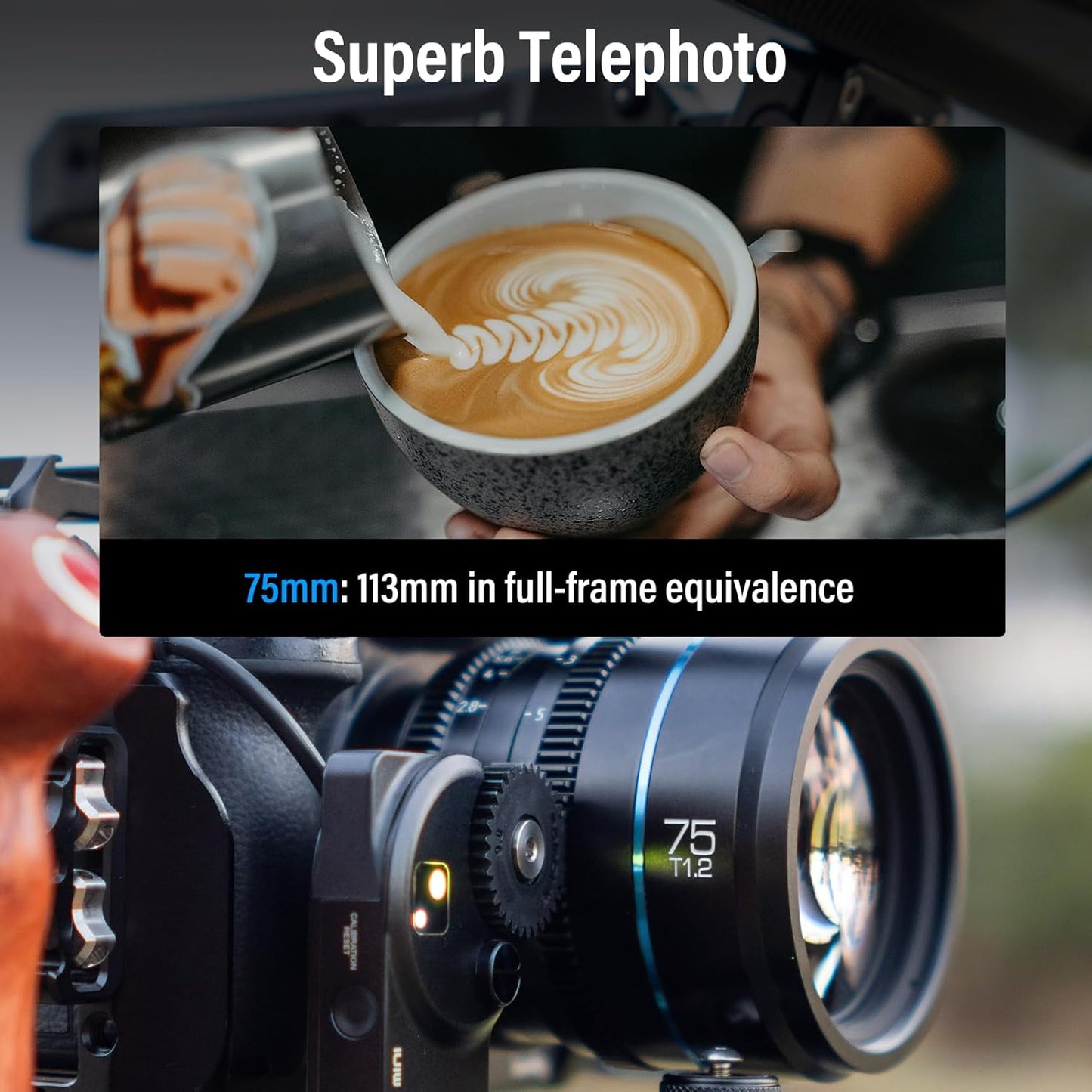 SIRUI Night Walker 75mm S35 Telephoto Cine Lens, T1.2 Large Aperture Manual Focus Lens