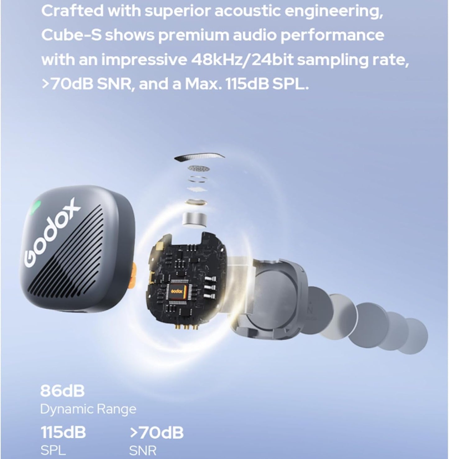 GODOX Cube-SL Kit 1 Microfone de lapela sem fio 2.4G