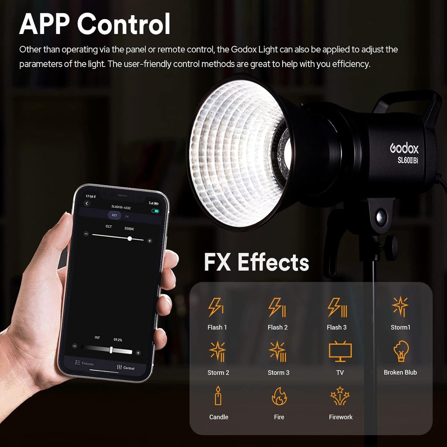Luz de vídeo LED bicolor Godox SL60IIBi