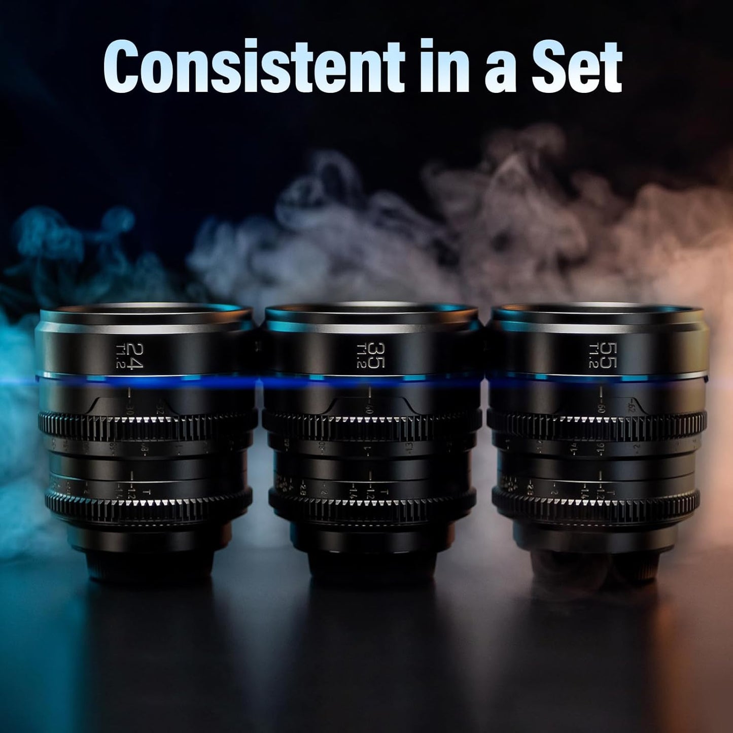Conjunto de lentes cinematográficas SIRUI Night Walker S35 com foco manual, 24 mm, 35 mm, 55 mm, lente de grande abertura T1.2
