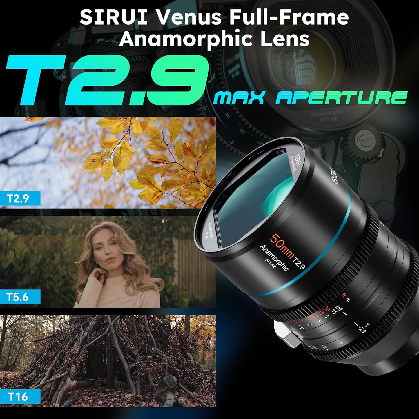 Sirui 50mm T2.9 Full Frame 1.6x Anamorphic Lens Cinema Lens (E Mount)