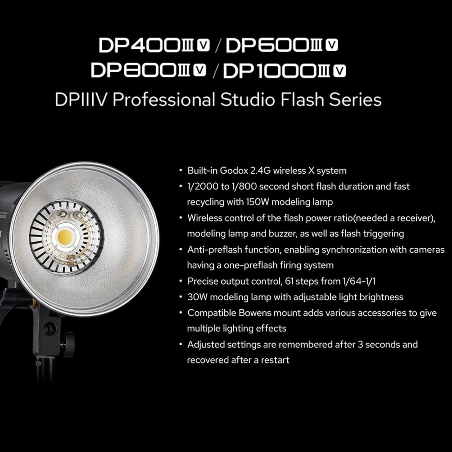 Godox DP600IIIV 600Ws Luz de estúdio com flash estroboscópico