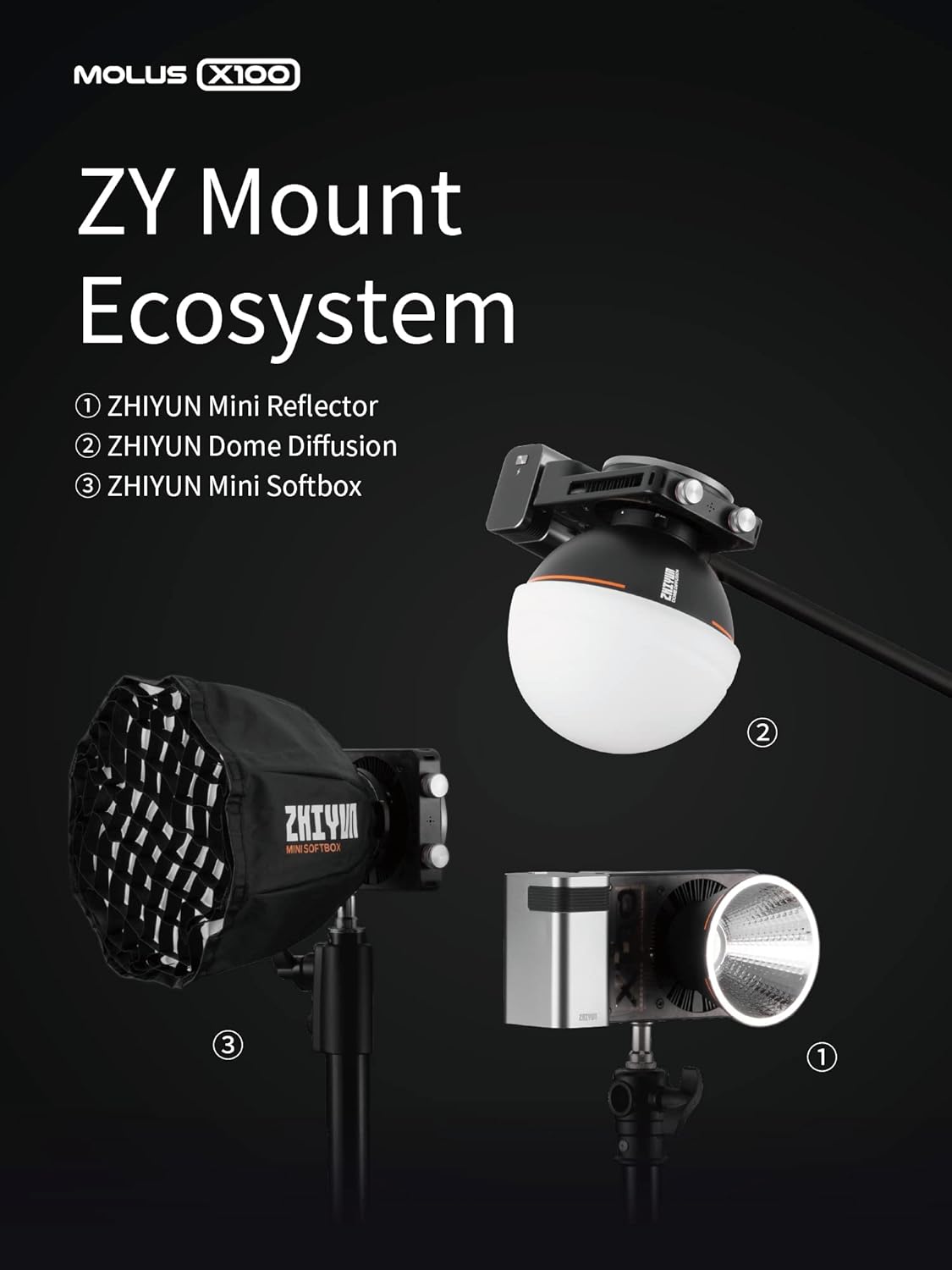 ZHIYUN MOLUS X100 Luz de vídeo bicolor padrão de 100 W
