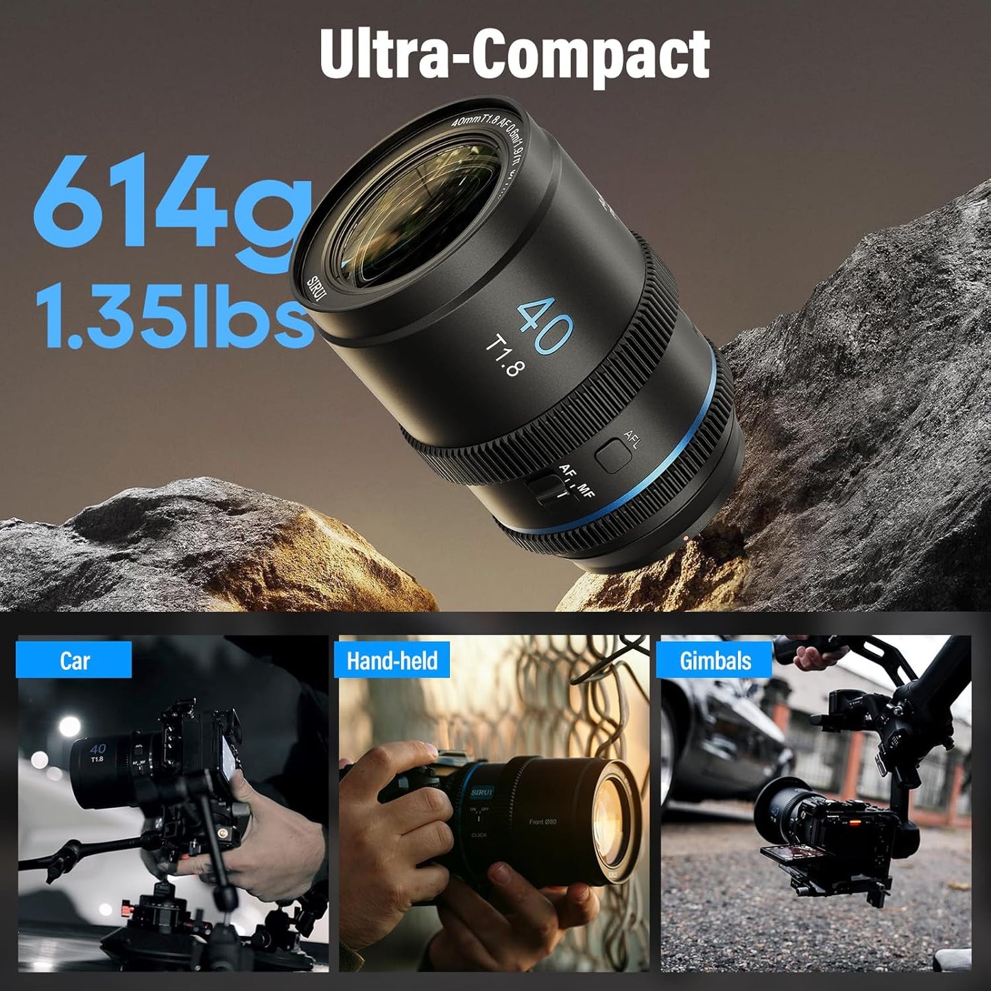 Lente anamórfica SIRUI 40mm T1.8 1.33X, lente de foco automático S35