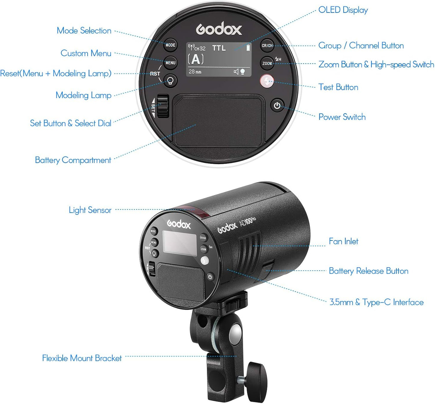 GODOX AD100Pro Pocket Studio Flash Light