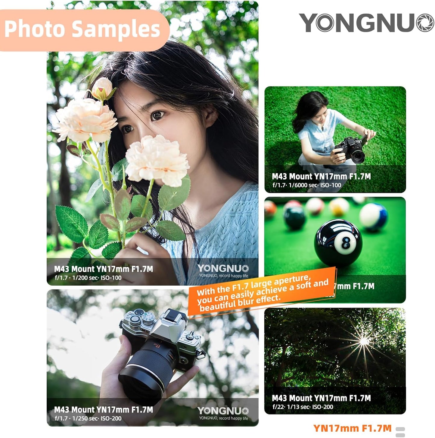 Lente YONGNUO YN17MM F1.7M para montagem M43