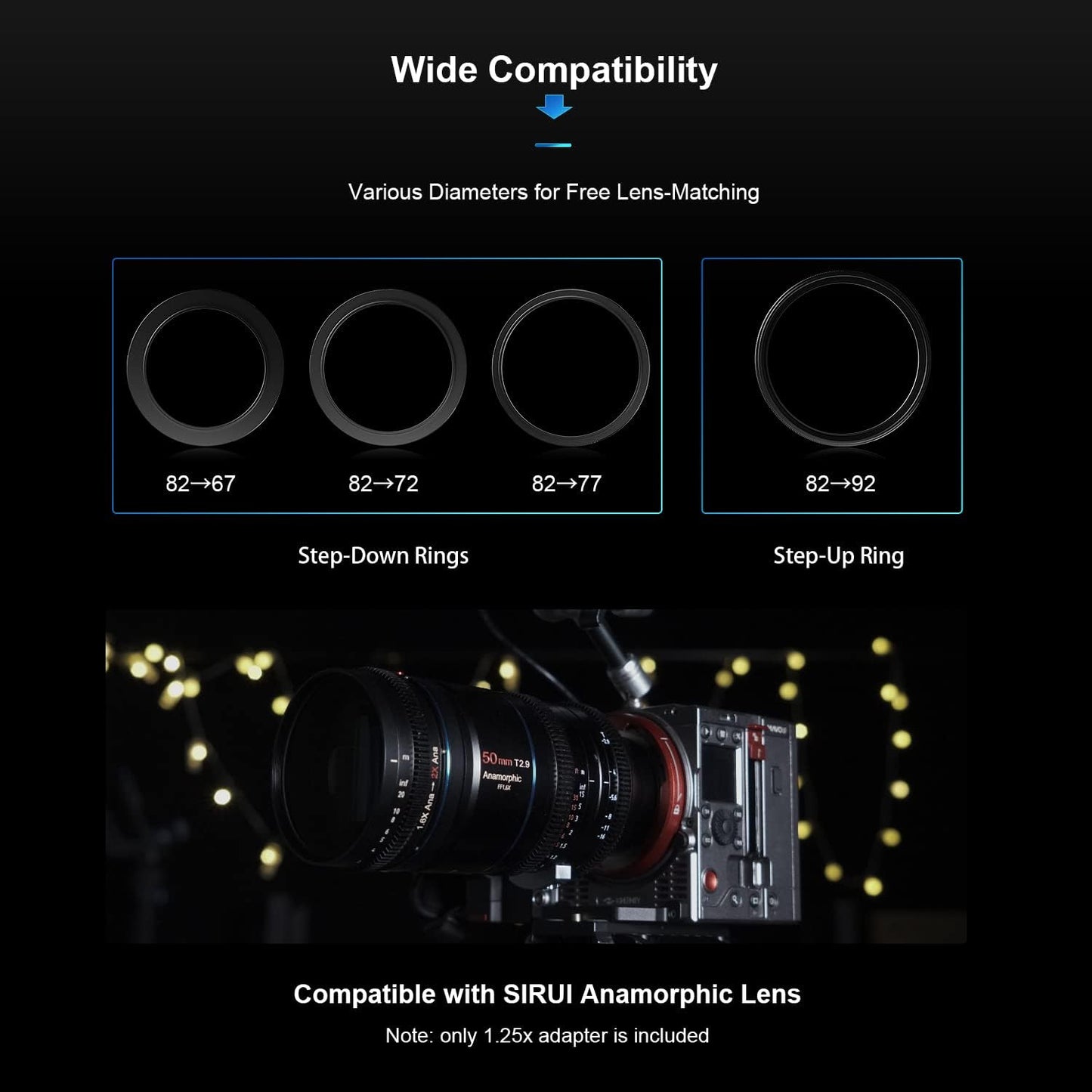 SIRUI 1.25x T2.9 Anamorphic Adapter for Venus Series Lenses with Front Single Focus