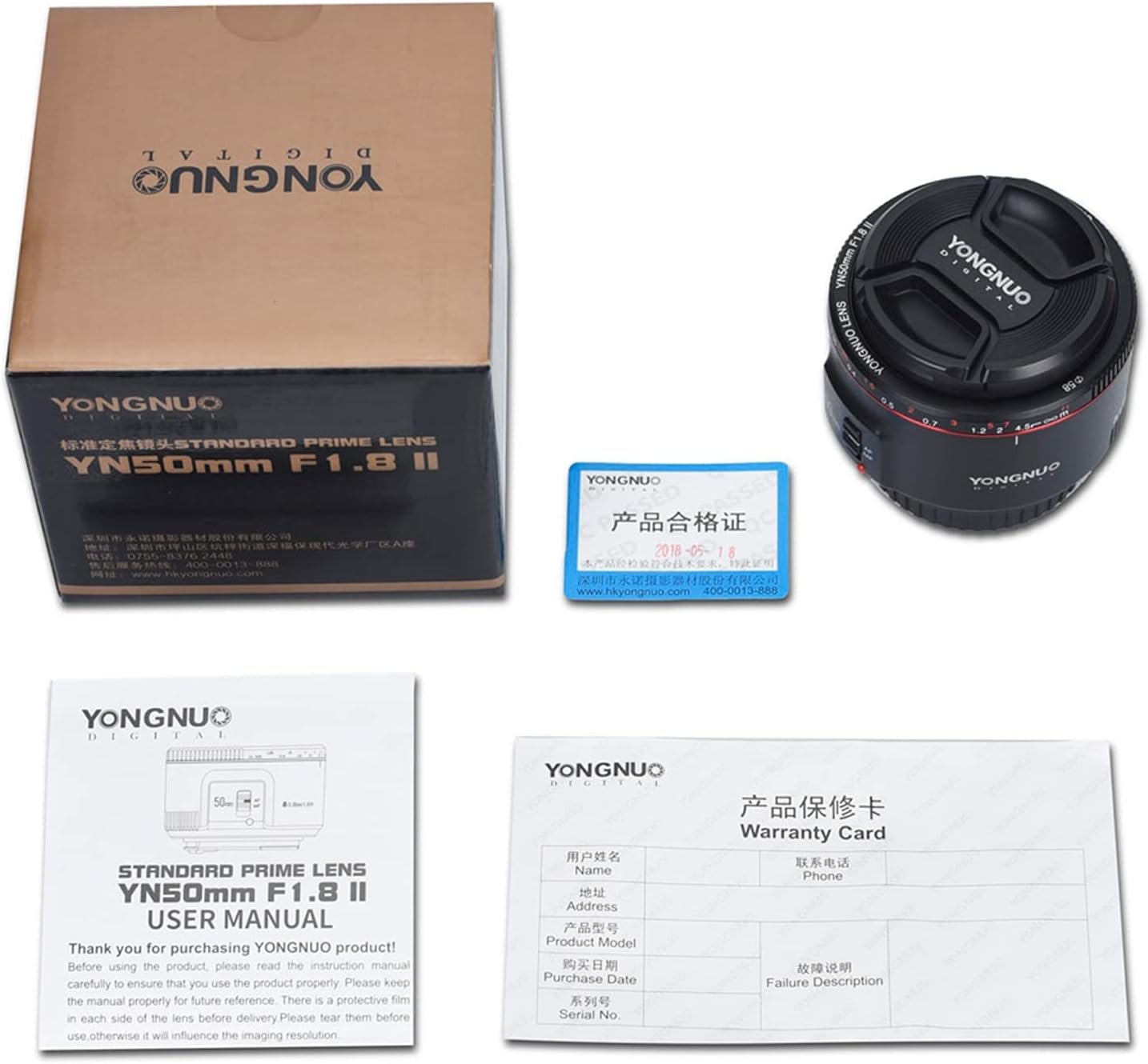 YONGNUO YN50mm F1.8 II, Lente de foco automático prime padrão para Canon