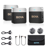 Microfone de lapela sem fio BOYA BY-M1V2 Microfones sem fio de canal duplo