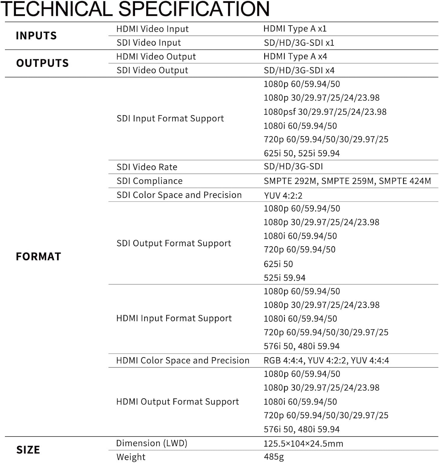 AVMATRIX SD2080 2×8 SDI/HDMI Splitter & Converter