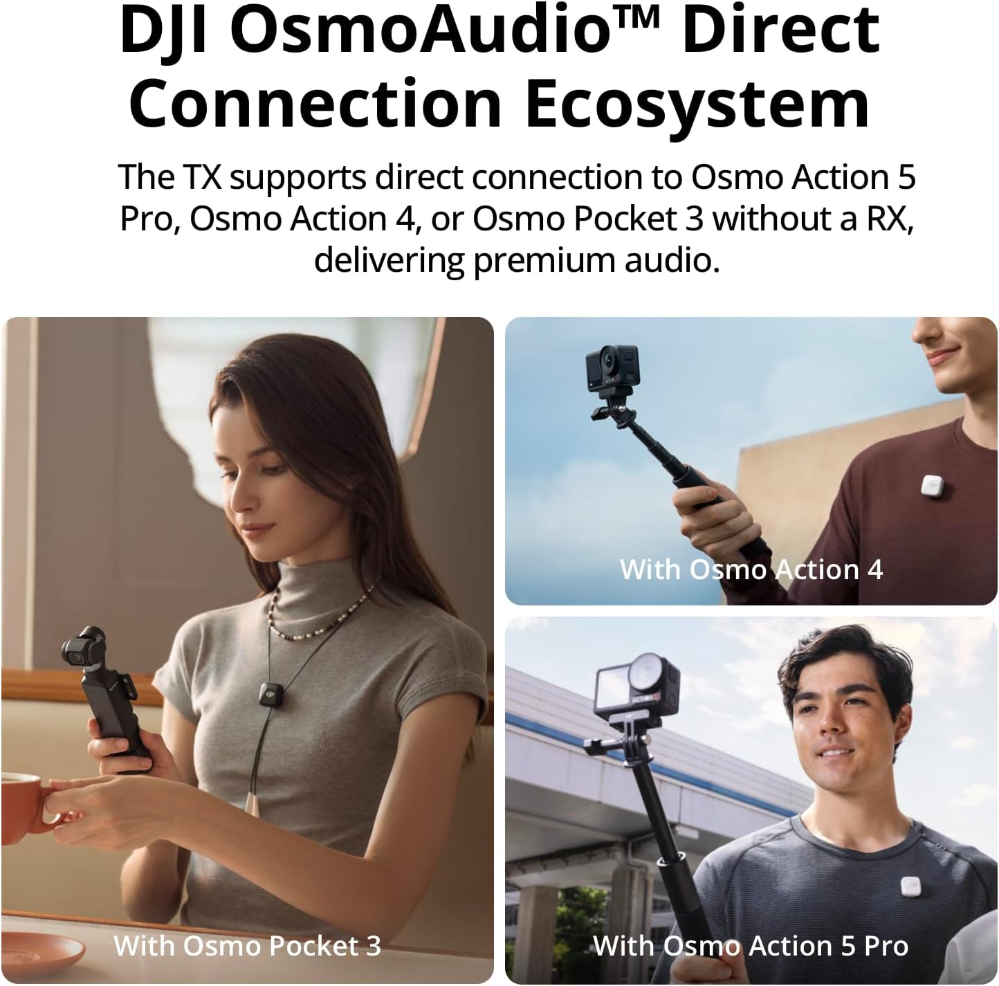 Sistema de microfone sem fio compacto DJI Mic Mini para 2 pessoas