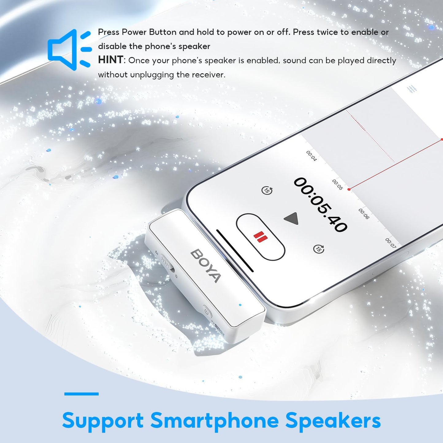 Microfone de lapela sem fio BOYA BOYALINK-W para iPhone/Android/vlog com câmera, sistema de microfone duplo de lapela tudo-em-um, entradas Lightning e USB-C e estojo de bateria para smartphones/DSLR YouTube Facebook Live