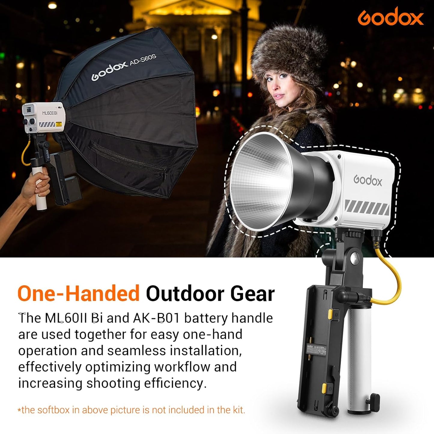 Godox ML60IIBi LED monolight bicolor (kit de punho de bateria AK-B01)