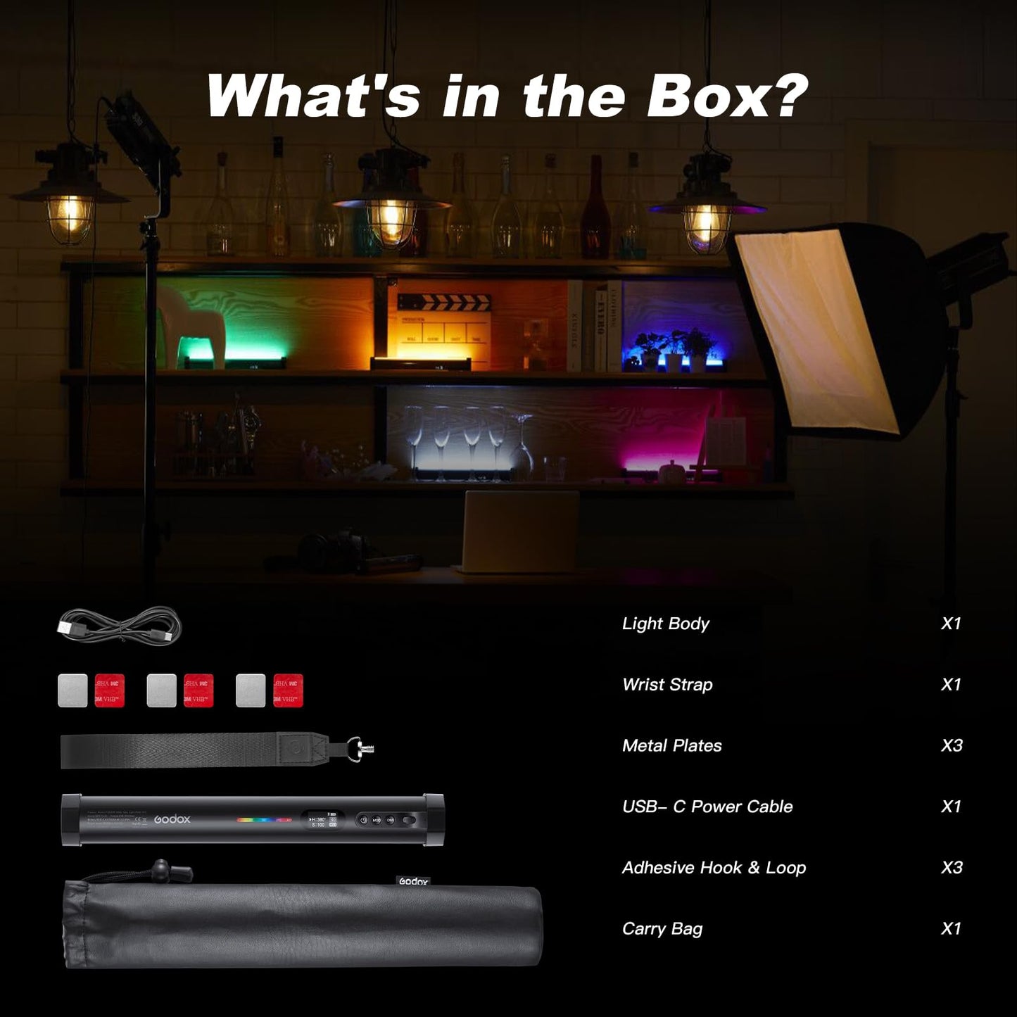 Kits Godox TL30-K1/TL30-K2/TL30-K4 Luzes de tubo RGB 8W 2700-6500K Lux 740 CRI 97 TLCI 99 13FX com bateria de 2900mAh Luz portátil magnética