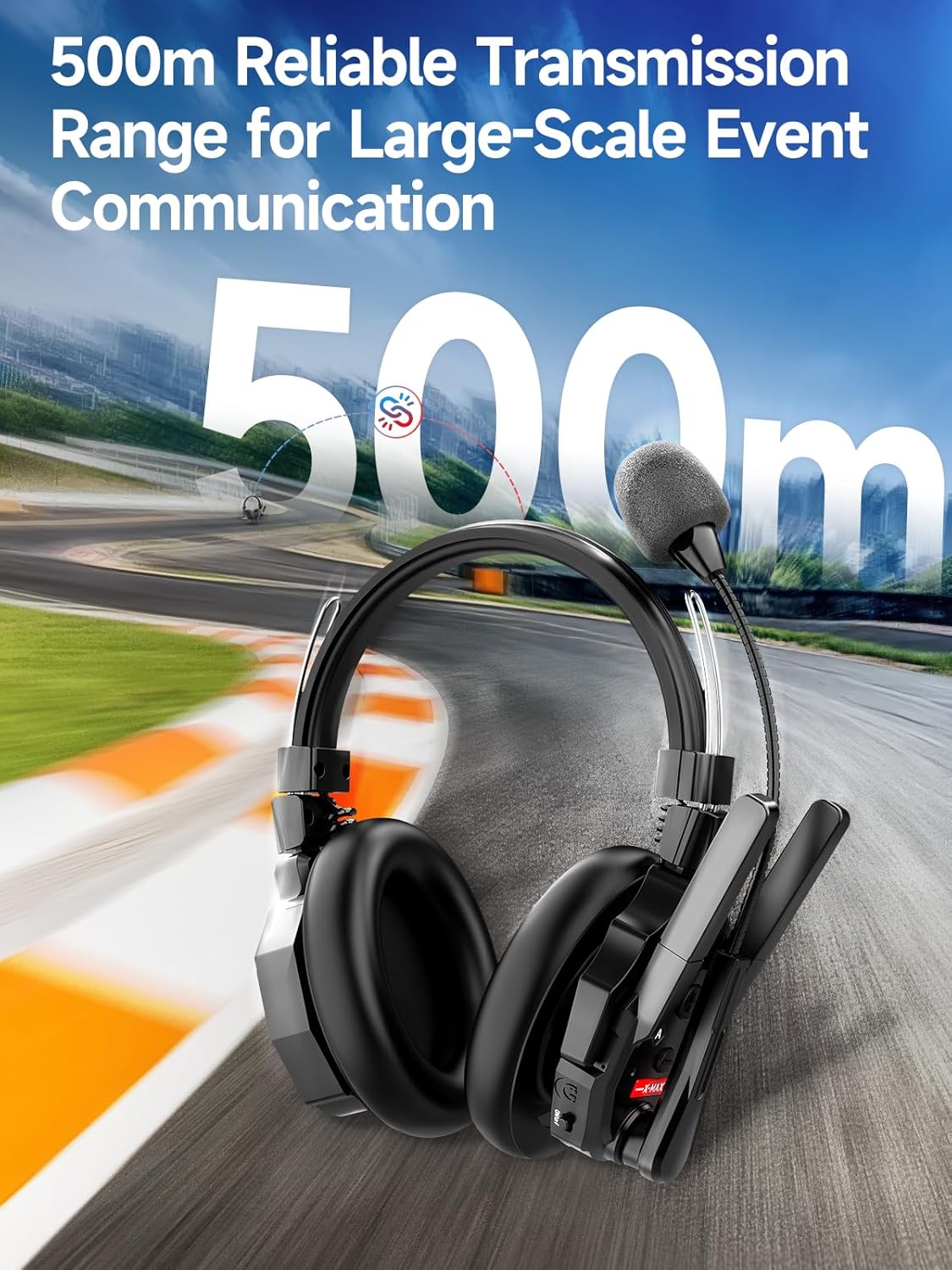 Intercomunicador sem fio Synco Xtalk XMax2 com 2 fones de ouvido duplos (2,4 GHz)