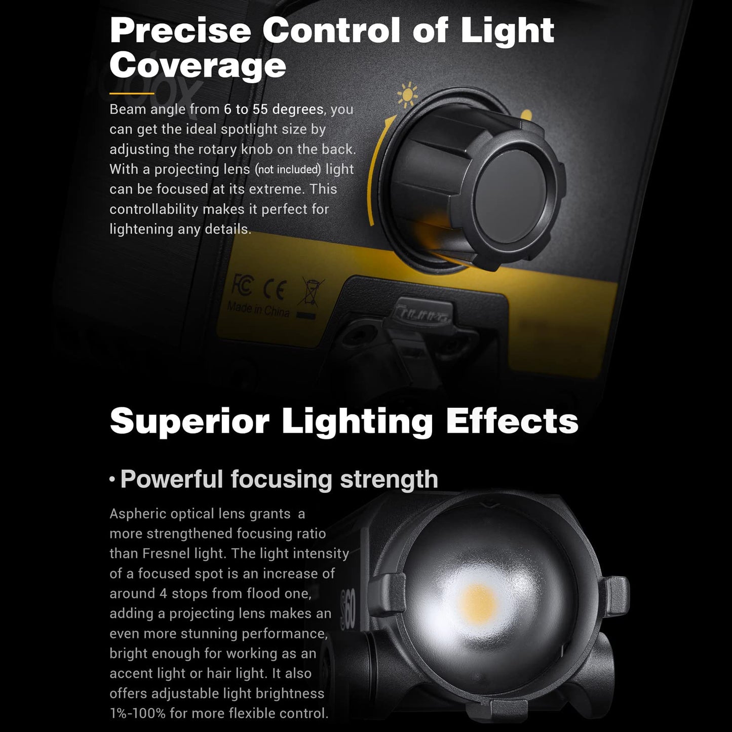 Luz de vídeo LED com foco Godox S60Bi