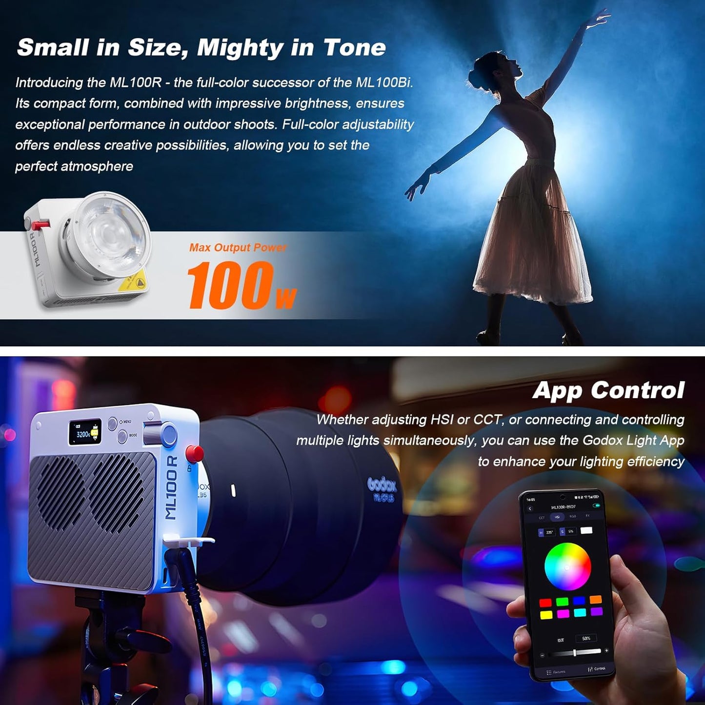 Luz de vídeo Godox ML100R Godox RGB