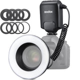 Godox ML-150II ML150II Macro LED Ring Flash Speedlite GN12 Tempo de reciclagem de 0,1-2 s 5800K ± 200K para câmeras DSLR Sony Canon Nikon Fuji Olympus Panasonic para produção de vídeo, fotografia de animais e plantas