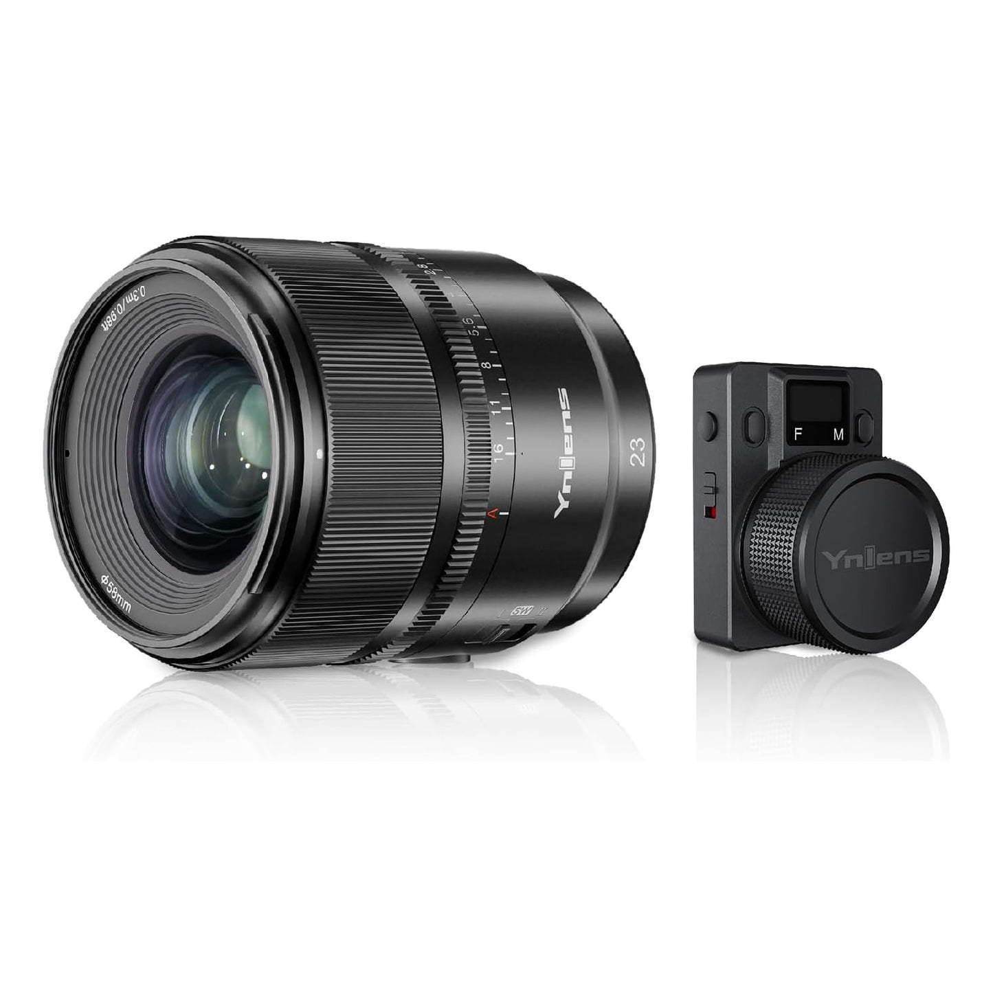 Lente YONGNUO YN23mm F1.4 com controle remoto