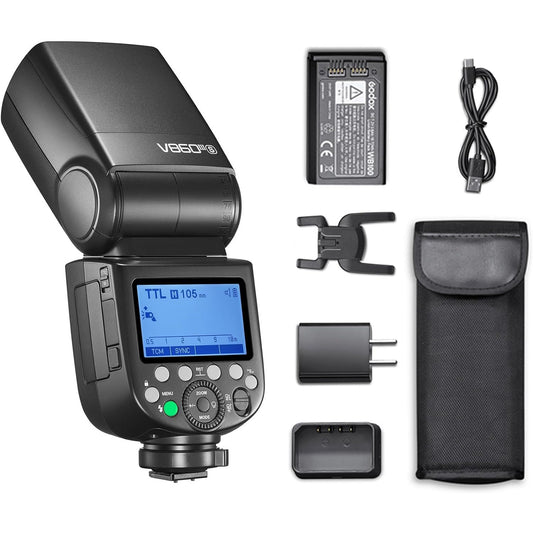 Godox V860III-S Flash para Câmera Sony Flash Speedlite Bateria de íons de lítio de 7,2 V/2600 mAh, 2,4 G sem fio HSS 1/8000, tempo de reciclagem de 1,5 s, 10 níveis, luz LED de modelagem para câmeras Sony