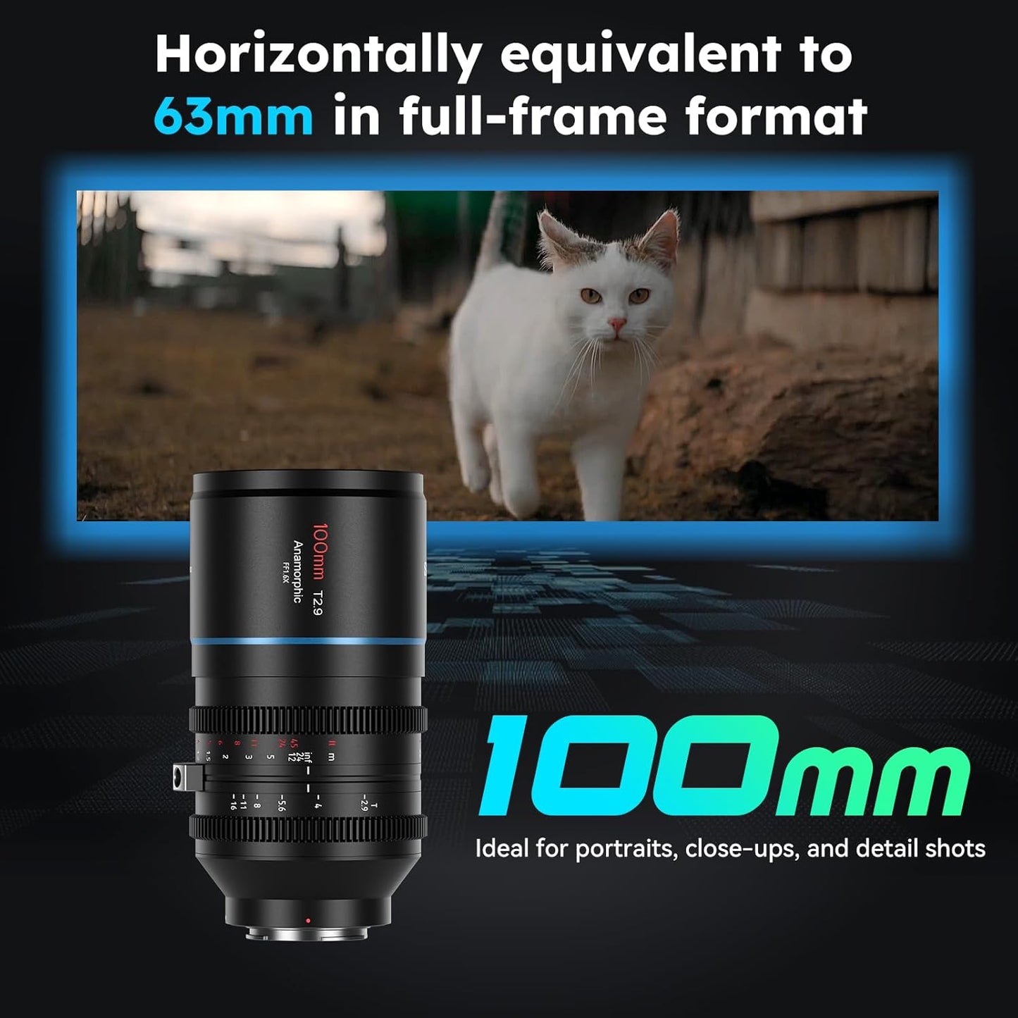 SIRUI 100mm T2.9 1.6X Full-Frame Anamorphic Lens Cinema Lens
