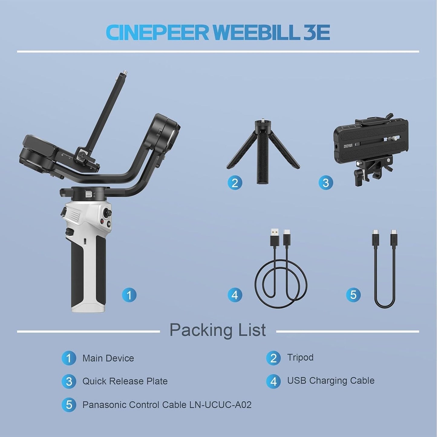 Estabilizador de cardan de 3 eixos ZHIYUN CINEPEER WEEBILL 3E