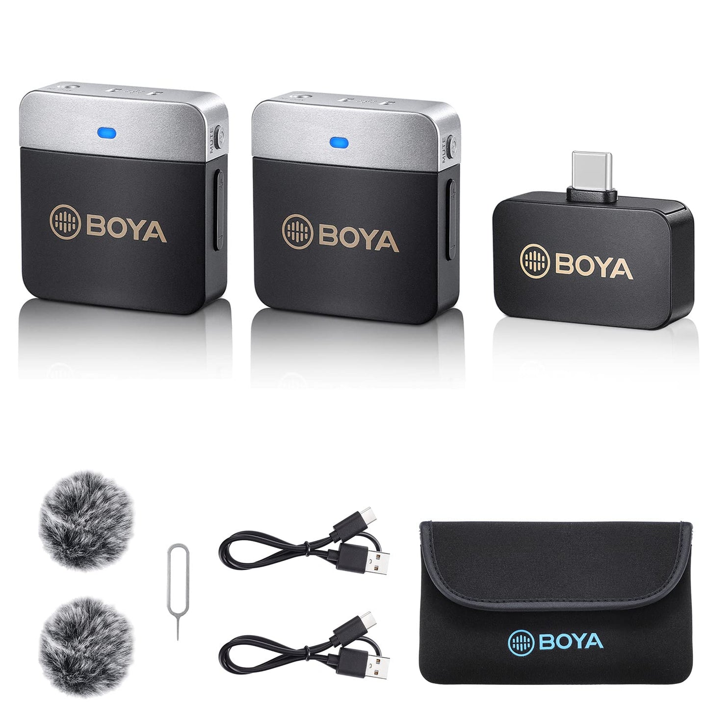 Microfone de lapela sem fio BOYA BY-M1V4 para Android iPhone 15 Plug Play USB-C