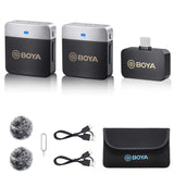 Microfone de lapela sem fio BOYA BY-M1V4 para Android iPhone 15 Plug Play USB-C