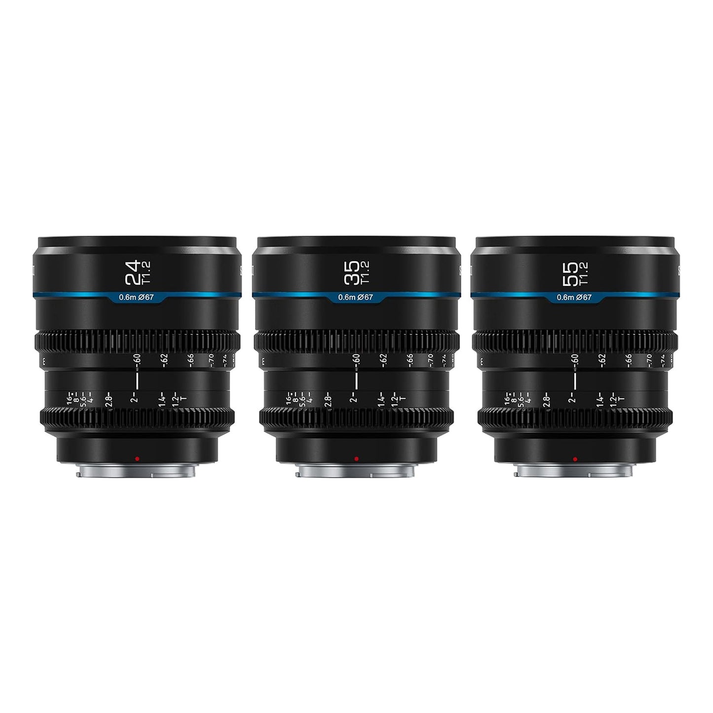 Conjunto de lentes cinematográficas SIRUI Night Walker S35 com foco manual, 24 mm, 35 mm, 55 mm, lente de grande abertura T1.2