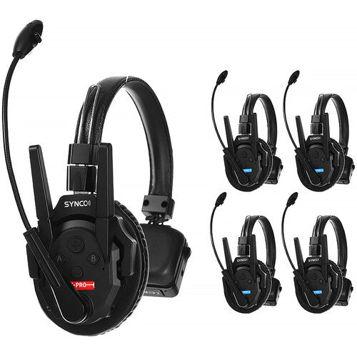 Sistema de intercomunicação sem fio Synco Xtalk XPro5 com 5 fones de ouvido de ouvido único (2,4 GHz)