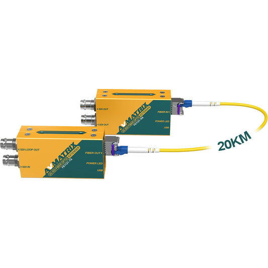 Conjunto Transmissor e Receptor Extensor de Fibra Óptica AVMATRIX 3G-SDI FE1121 