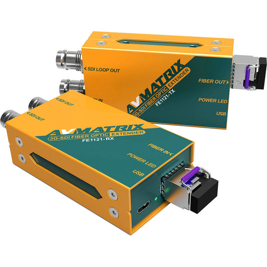 Conjunto Transmissor e Receptor Extensor de Fibra Óptica AVMATRIX 3G-SDI FE1121 