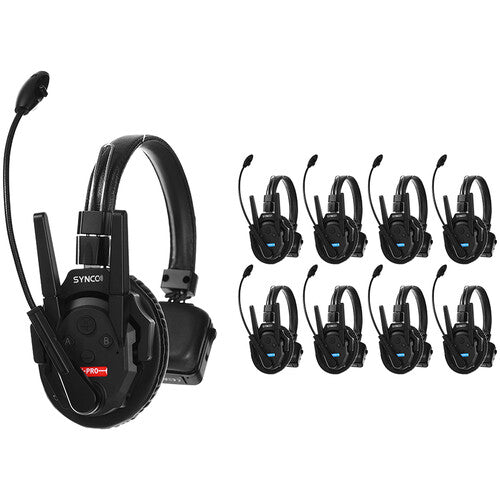 Sistema de intercomunicação sem fio Synco Xtalk XPro9 com 9 fones de ouvido de ouvido único (2,4 GHz)