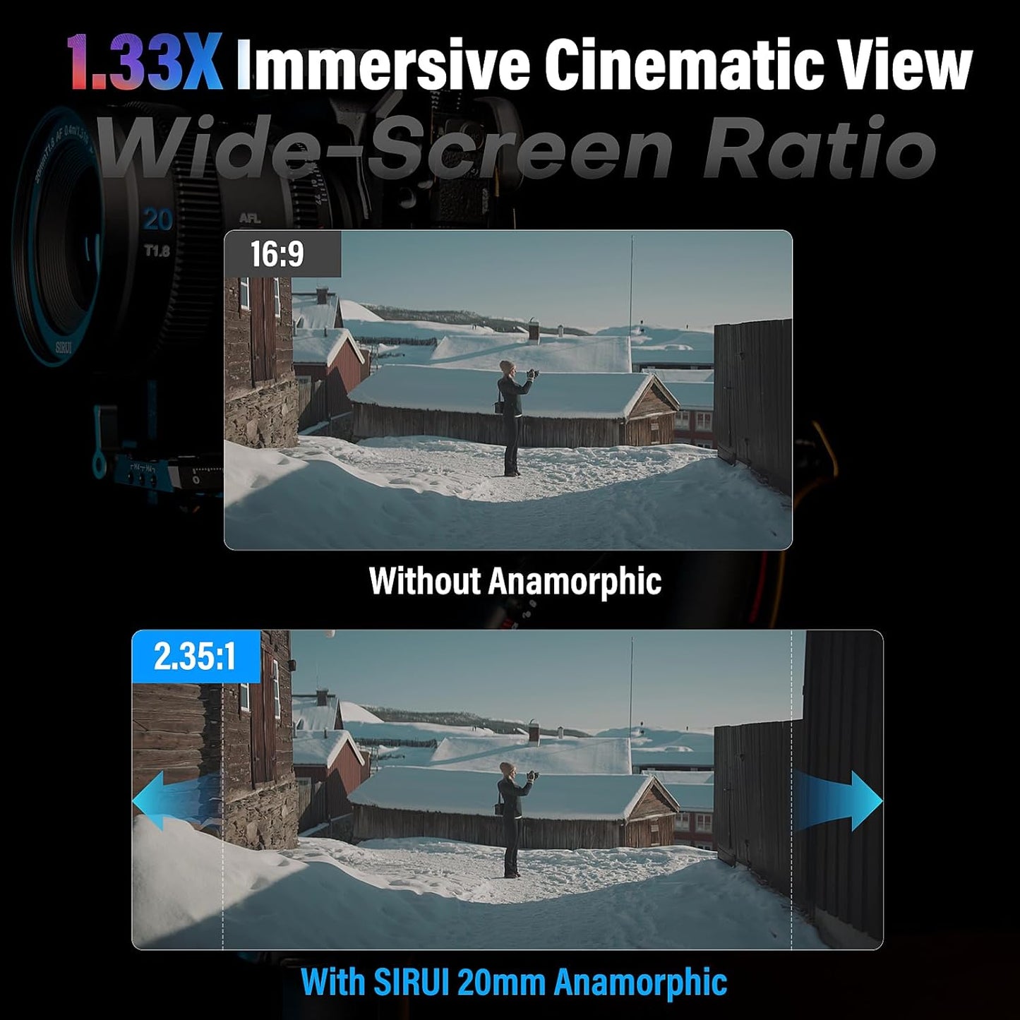 SIRUI 20mm T1.8 1.33X Anamorphic Lens, S35 Autofocus Lens